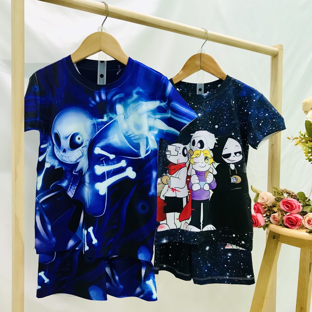 Đồ bộ bé trai, bộ thun lạnh in 3D hình Sans, Error Sans, Ink Sansho mịn mát size đại từ 10kg - 57kg