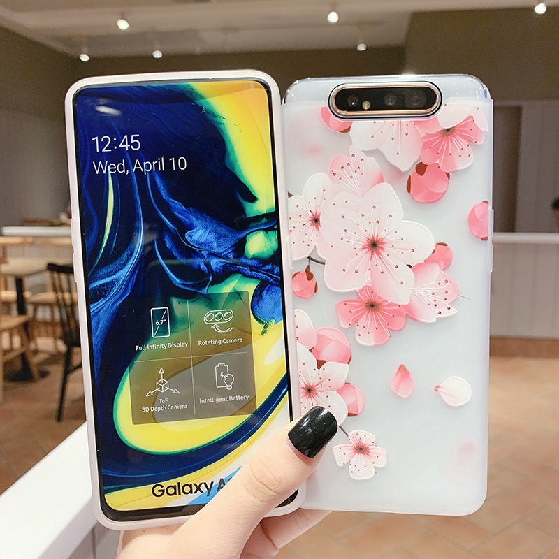 Ốp điện thoại dẻo hình hoa 3D cho Samsung A51 A71 J7 prime A80 A70 A50 A10 A20 A30 A6 S8 S9 S10 S20 Note 8 9 10 Plus