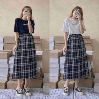 Sét áo thun kèm chân váy đi chơi, dạo phố, mặc ở nhà đi học