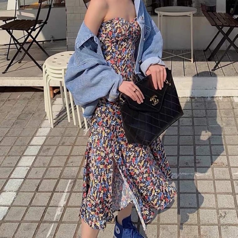 VÁY HOA CÚP NGỰC XẺ TÀ