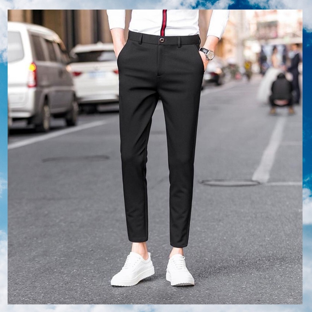 Quần Âu Nam , Quần Tây Nam , Chất Liệu Cotton Co Giãn , Thời Trang Phong Cách Hàn Quốc