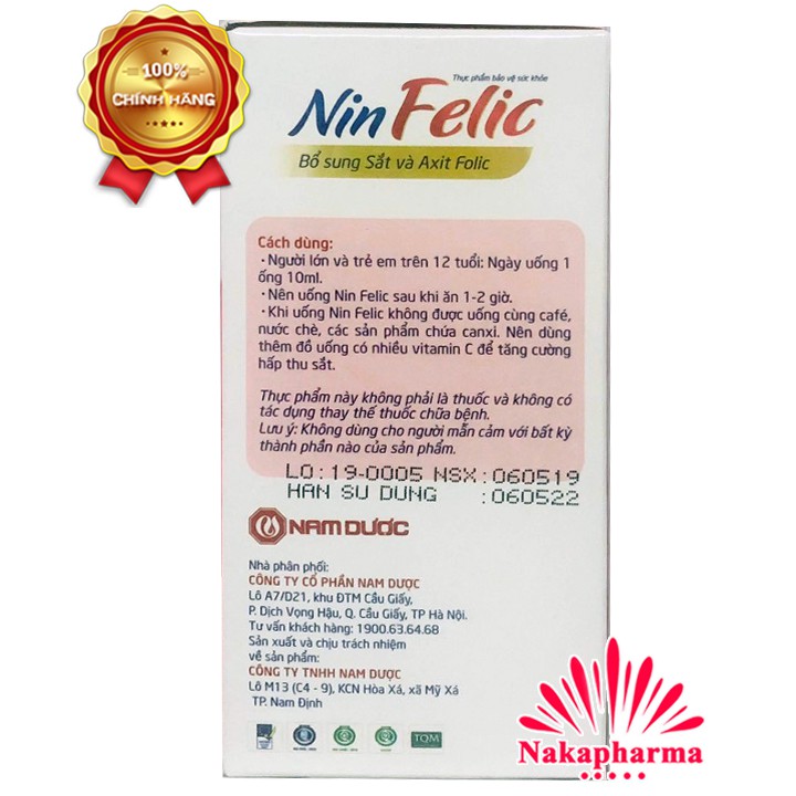 ✅ Viên uống NinFelic - Bổ sung sắt và acid folic, ngừa thiếu máu do thiếu sắt | Nin Felic