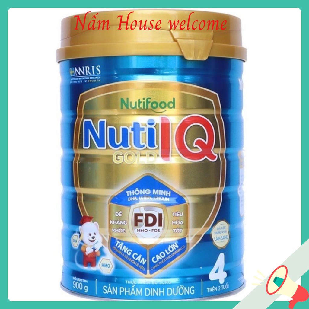 [Mẫu mới] Sữa bột Nuti IQ Gold 4⚡Nutifood⚡Lon 900g cho bé từ 2-6 tuổi, phát triển não bộ, tăng cân, tăng chiều cao...