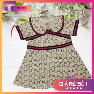 Váy cho bé gái, váy hè cotton k.m.x.z phối hoa văn cho bé 3-10 tuổi
