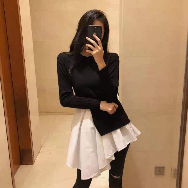 Áo len phối sơmi
