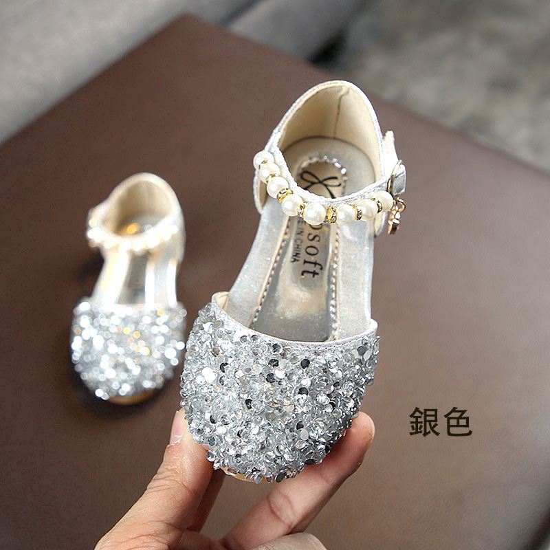 Giày Búp Bê Da PU Phối Ngọc Trai Cho Bé Gái
