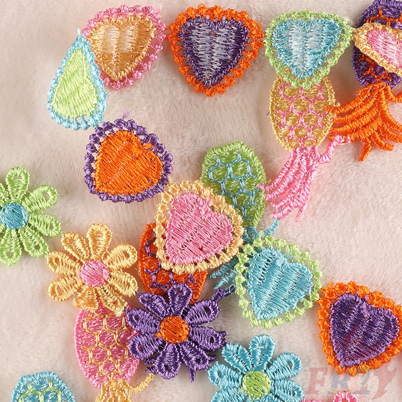 ✿ Sticker Ủi Thêu Hình Hoa/Dứa/Bướm ✿1 Miếng Dán Trang Trí Tóc Cho Bé 28cm