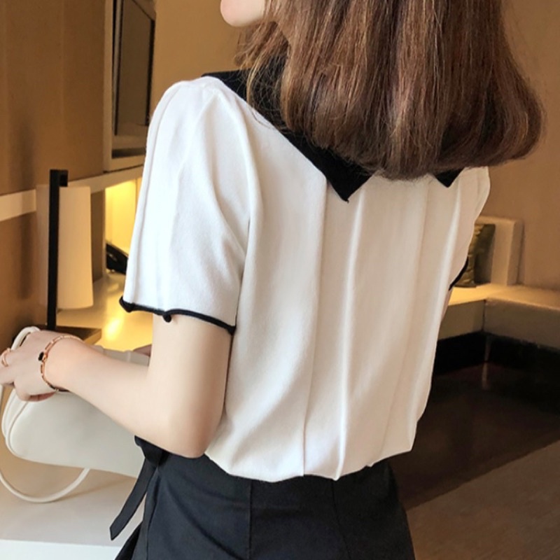 Áo thun polo tay ngắn dáng rộng có 2 màu tùy chọn chon trang nhẹ nhàng  Annawangg AN43