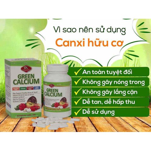 Viên Uống Bổ Sung Canxi Hữu Cơ Olympian Labs Green Calcium Giúp Xương Chắc Khoẻ Mẹ Và Bé