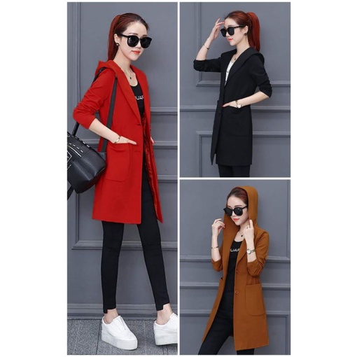 ÁO KHOÁC NÓN FORM DÀI THUN DA CÁ