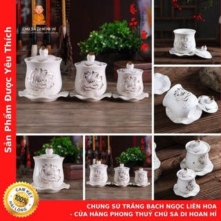 Chung Nước Cúng Bạch Ngọc Liên Hoa - Hàng Cao Cấp - Cửa Hàng Phong Thuỷ Chú Sa Di Hoan Hỉ