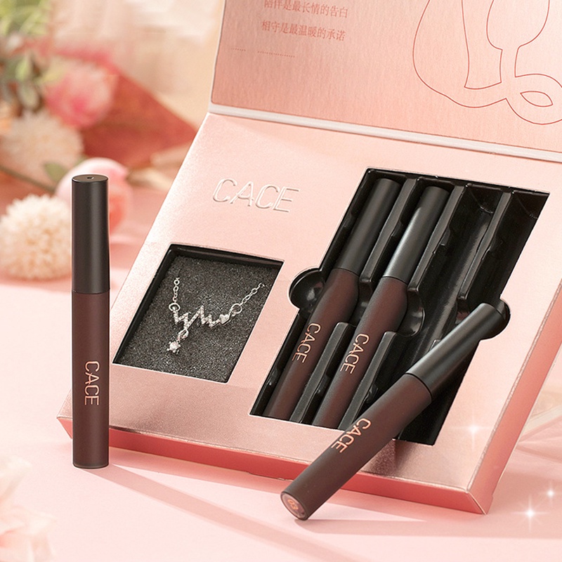 Bộ 4 Son Môi Chống Thấm Nước Lâu Trôi Kèm Hộp Dễ Thương Thích Hợp Làm Quà Tặng Valentine
