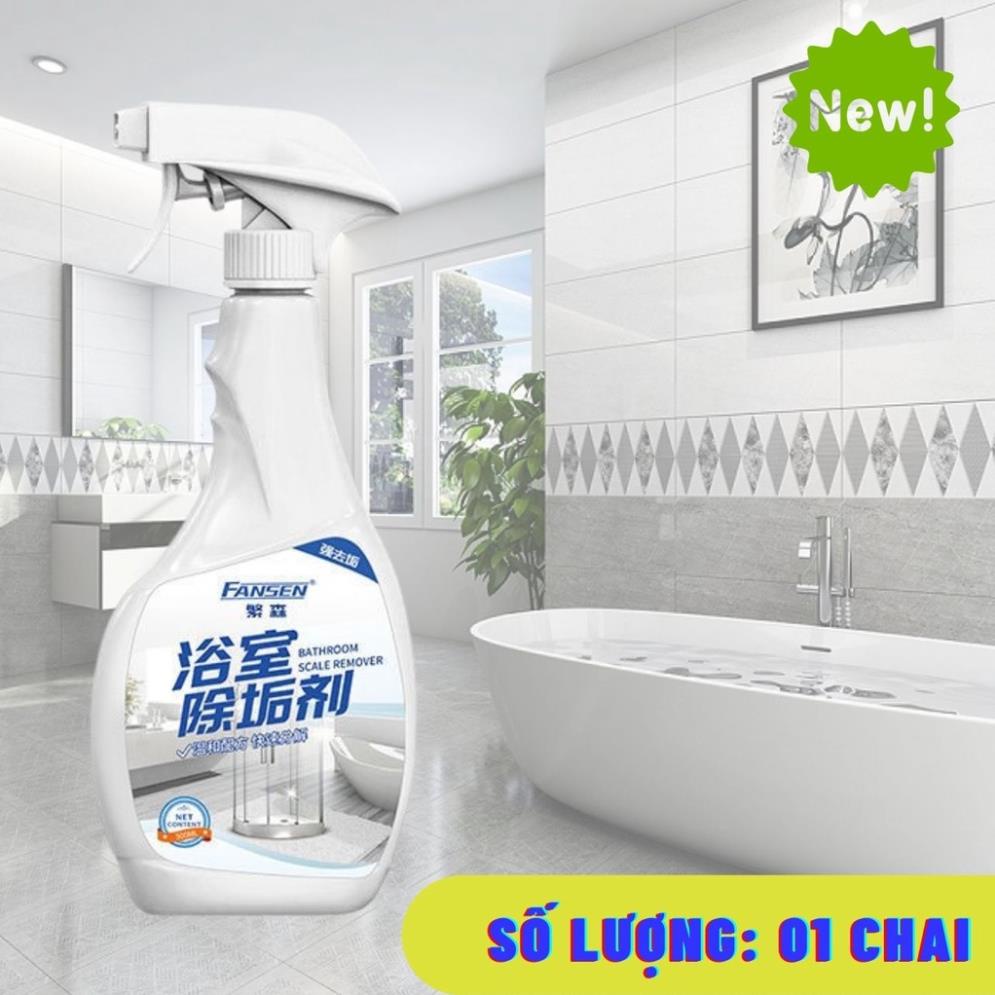 Bình xịt tẩy rửa đa năng siêu sạch tẩy cặn canxi trên kính và inox cho nhà tắm nhà bếp siêu sạch (MÀU TRẮNG)