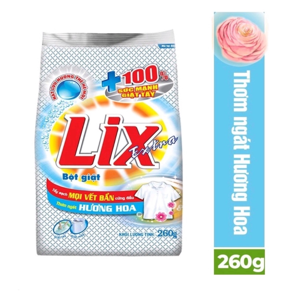 Bột giặt LIX EXTRA 300gram HƯƠNG CHANH dành cho giặt máy, giặt tay tẩy cực mạnh