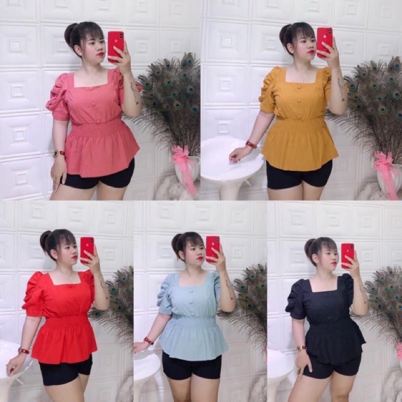áo peplum nút bọc 55-&gt;90kg bigsize