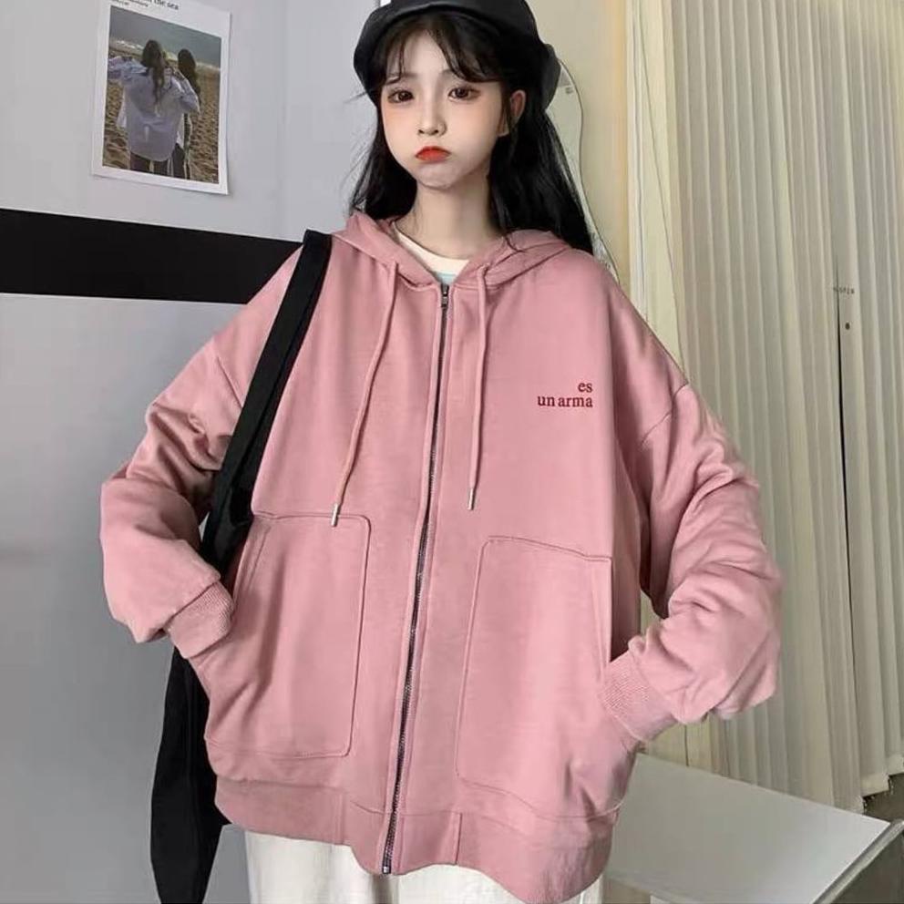 12.12 FASION Áo Khoác HOODIE Có Dây Kéo - Ice UN Army Cho Nữ