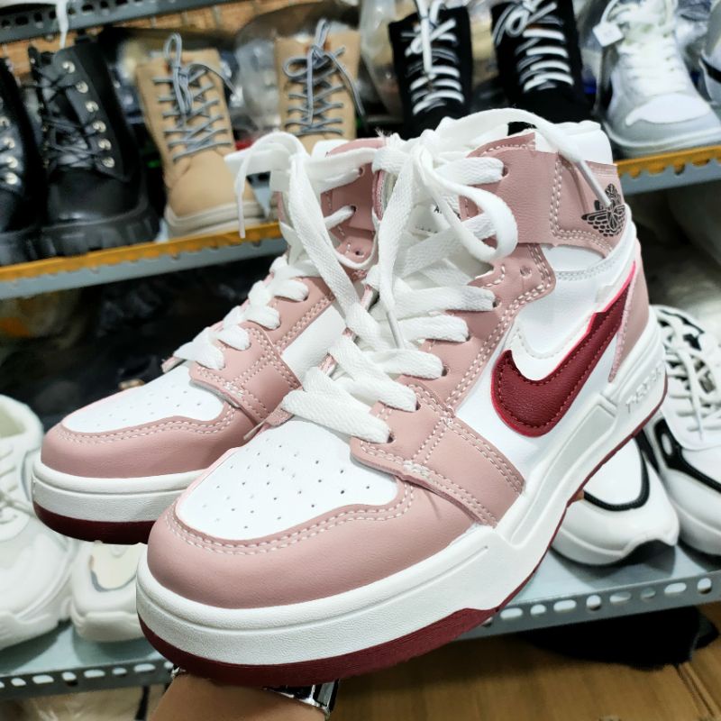 Giày Jodan cổ cao nữ, giày thể thao cổ cao nữ kèm ảnh thật (tặng kèm tất)