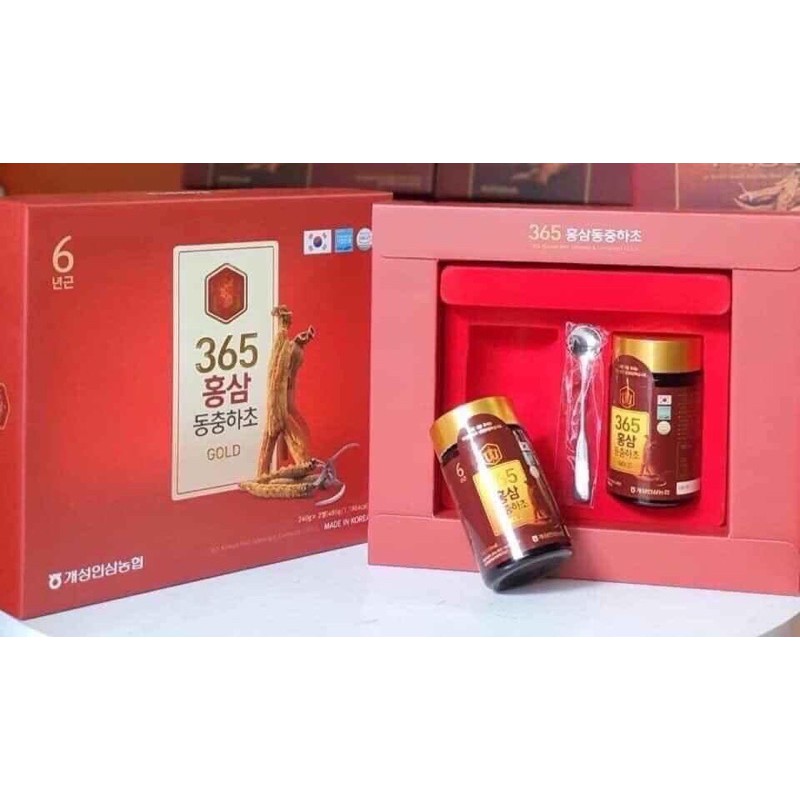 [DATE 2024] Cao Hồng Sâm Đông Trùng Hạ Thảo 365 HÀN QUỐC, Hộp 2 Lọ[NOWSHIP]