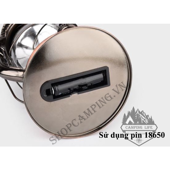 Đèn bão Led ánh sáng vàng Decor trang trí nhà cửa, cắm trại dã ngoại dùng pin 18650
