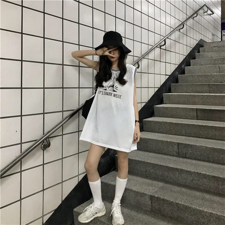 SET ÁO TANKTOP CÁ MẬP ĐEN TRẮNG - GILE SHARK HOT