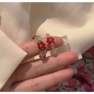 Nhẫn hạt cườm Rose xinh xắn một  hoa và nhiều hoa