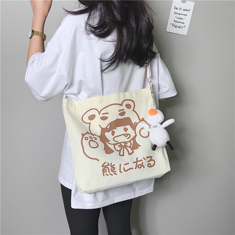 Túi Đeo Chéo Vải Canvas Phong Cách Hàn Quốc Đơn Giản Thời Trang Mới Cho Nữ