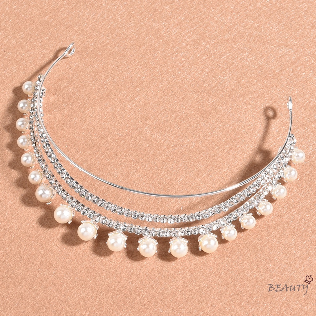 Băng đô cài tóc đính đá 3 hàng lấp lánh cho phù dâu