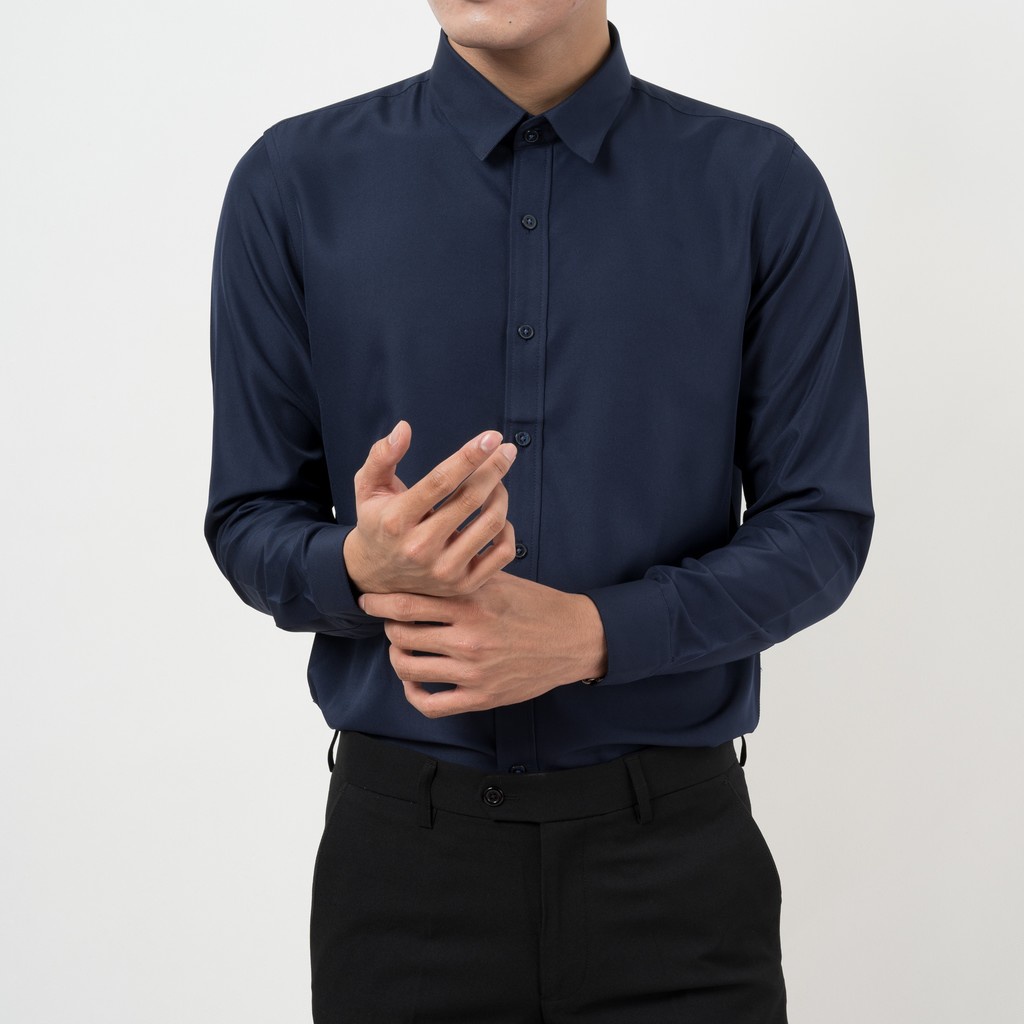 Áo Sơ Mi Nam Tay Dài Xanh Đen KENTA SMD0087