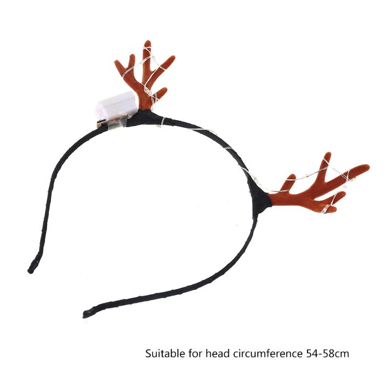 Băng Đô Cài Tóc Hình Sừng Tuần Lộc Dễ Thương Có Đèn LED