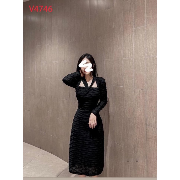 Đầm 3 màu cổ yếm chất sóng cao cấp 2 lớp