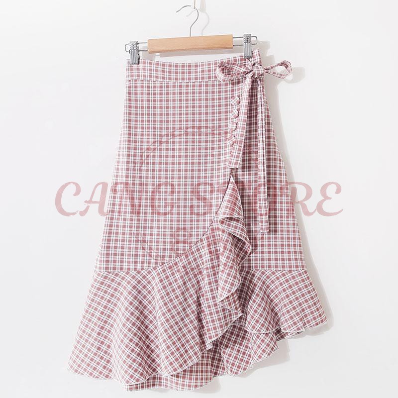 Chân váy đuôi cá kẻ sọc caro - Chân váy dài eo thun đằng sau - Chân váy dài ulzzang (Hàng Quảng Châu) | BigBuy360 - bigbuy360.vn