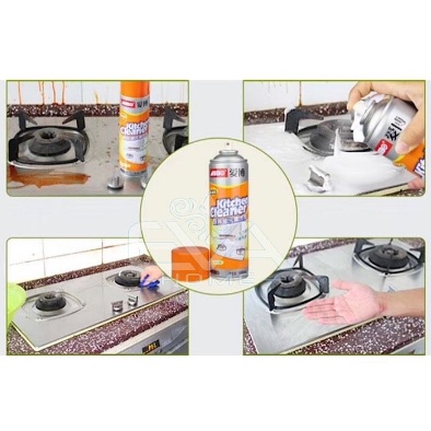Bình xịt bọt tuyết tẩy rửa nhà bếp đa năng KITCHEN CLEANER 500ml, màu cam mùi hương dễ chịu tẩy rửa siêu sạch