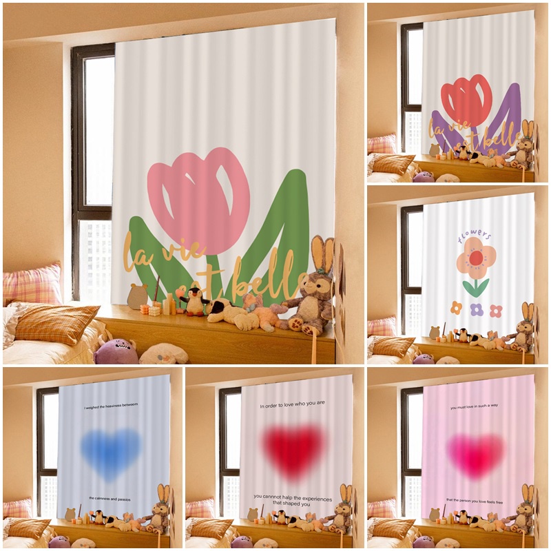 Rèm Cửa Trang Trí Cửa Sổ Họa Tiết Hoa Tulip