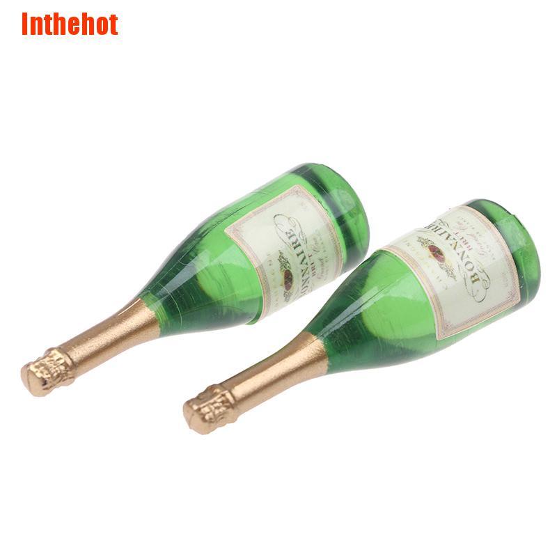 Set 2 mô hình chai sâm panh mini tỉ lệ 1:12 trang trí nhà búp bê