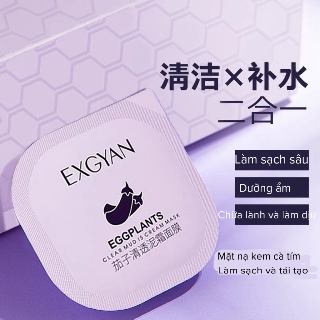 Mặt nạ Bùn Cà Tím EXGYAN dưỡng ẩm làm sạch lỗ chân lông kiểm soát dầu nhờn giảm mụn MINIGIRL MN7