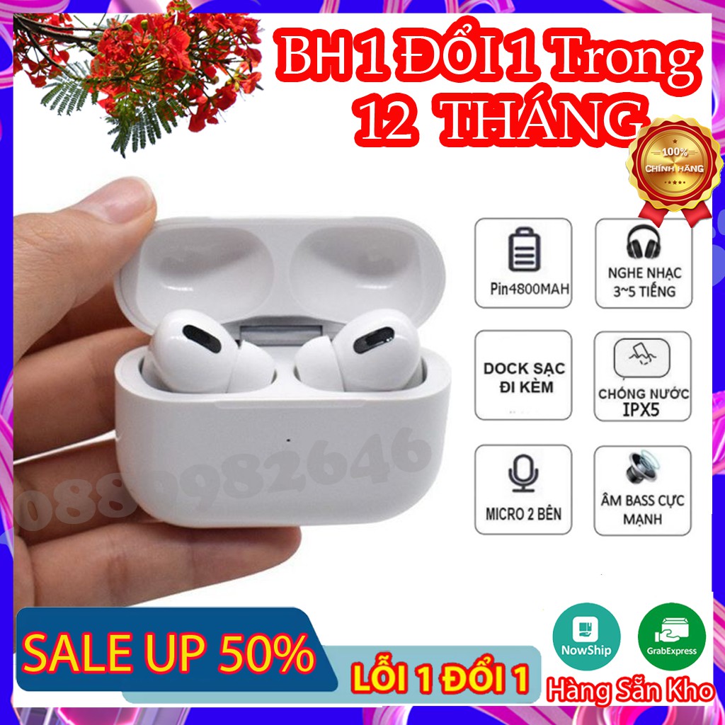 Tai nghe Bluetooth Airpod Pro 1.1 ( Đổi Tên, Định vi, Chống ồn, Cảm biến Chạm, Fix Pin Ảo Bảo Hành 12 Tháng )