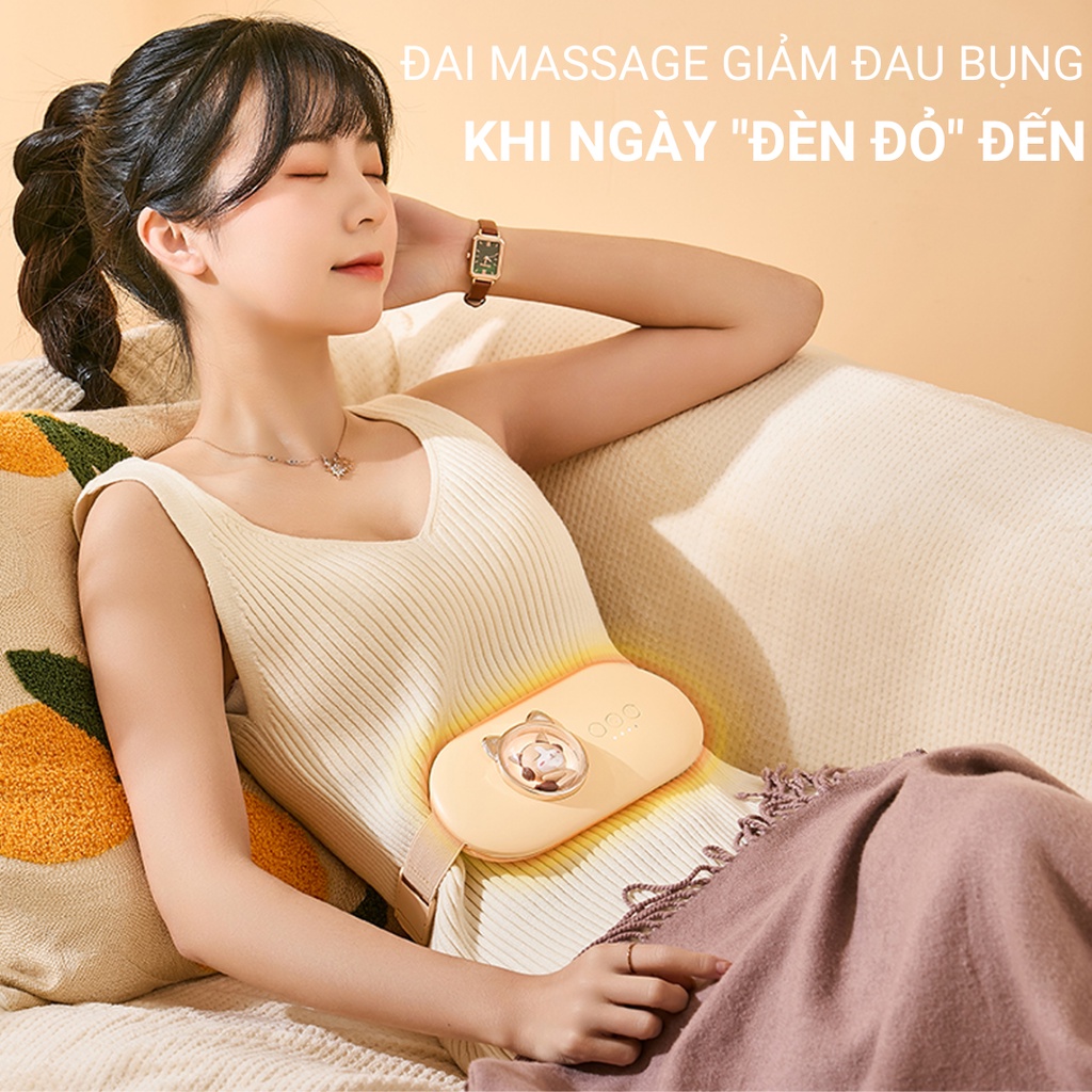 Đai Chườm Nóng Bụng Kinh FAN HOME, Máy Làm Ấm Bụng Kinh, Đai Làm Ấm Giảm Đau Bụng Kinh- Rung Massage Làm Nóng Nhanh