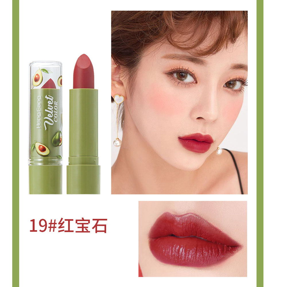 [Hàng mới về] Son sáp tông lì mịn như nhung dưỡng ẩm môi thiết kế vỏ hình trái bơ dễ thương