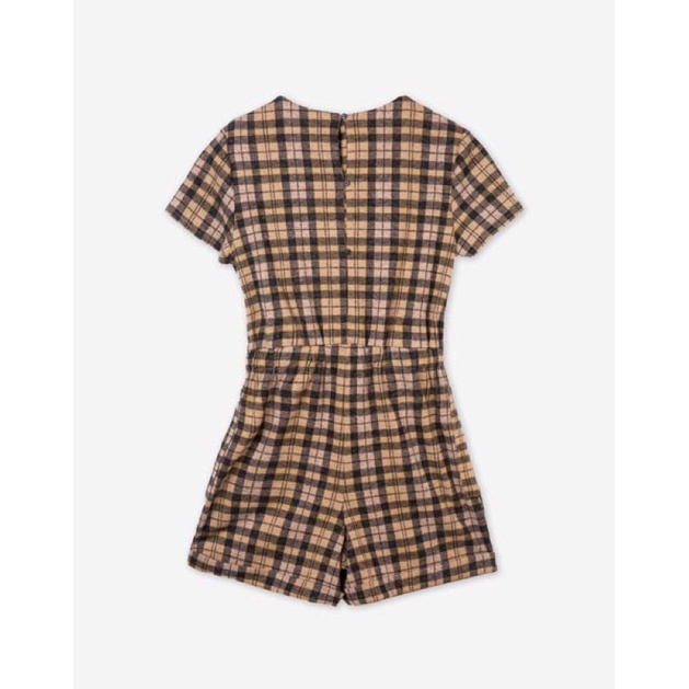 Jumsuit Dạ Bé Gái Kẻ Ô Nâu Vàng GJ