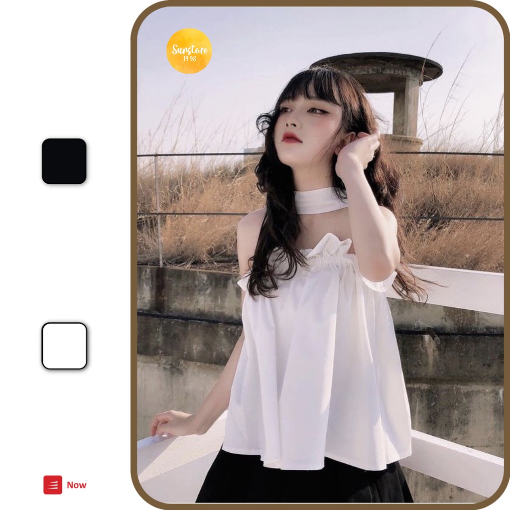 Áo kiểu không tay thiết kế cổ lạ mắt chất thun hàn quốc 3 màu trắng đen và nude ALVA TOP