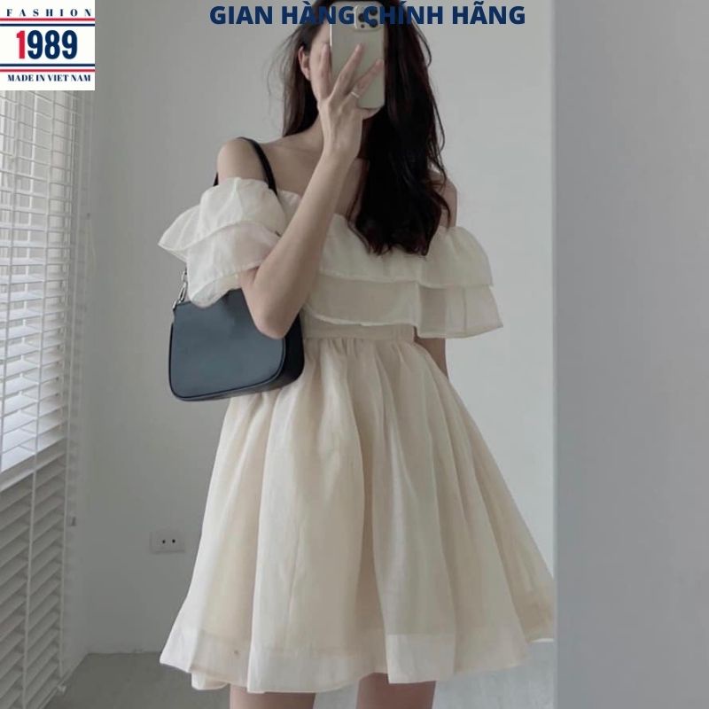 Đầm trễ vai voan tơ 2 lớp công chúa kiểu dáng hàn quốc tiểu thư dễ thương váy dự tiệc maxi đi biển đi cưới -PHƯƠNG 1989
