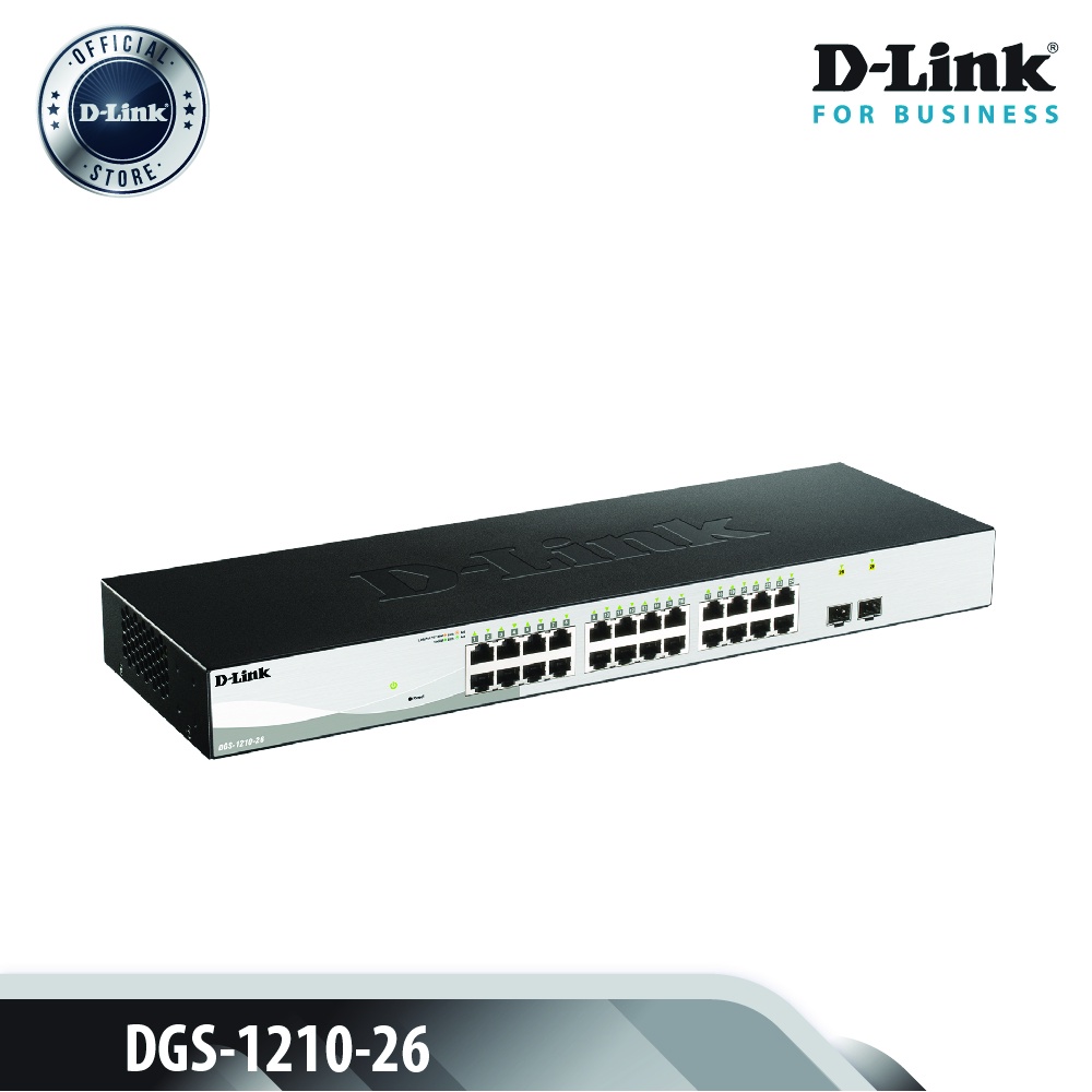 D-LINK DGS-1210-26 - Bộ chia cổng mạng 26 cổng 24 x 10/100/1000BASE-T ports + 2 x Gigabit SFP ports