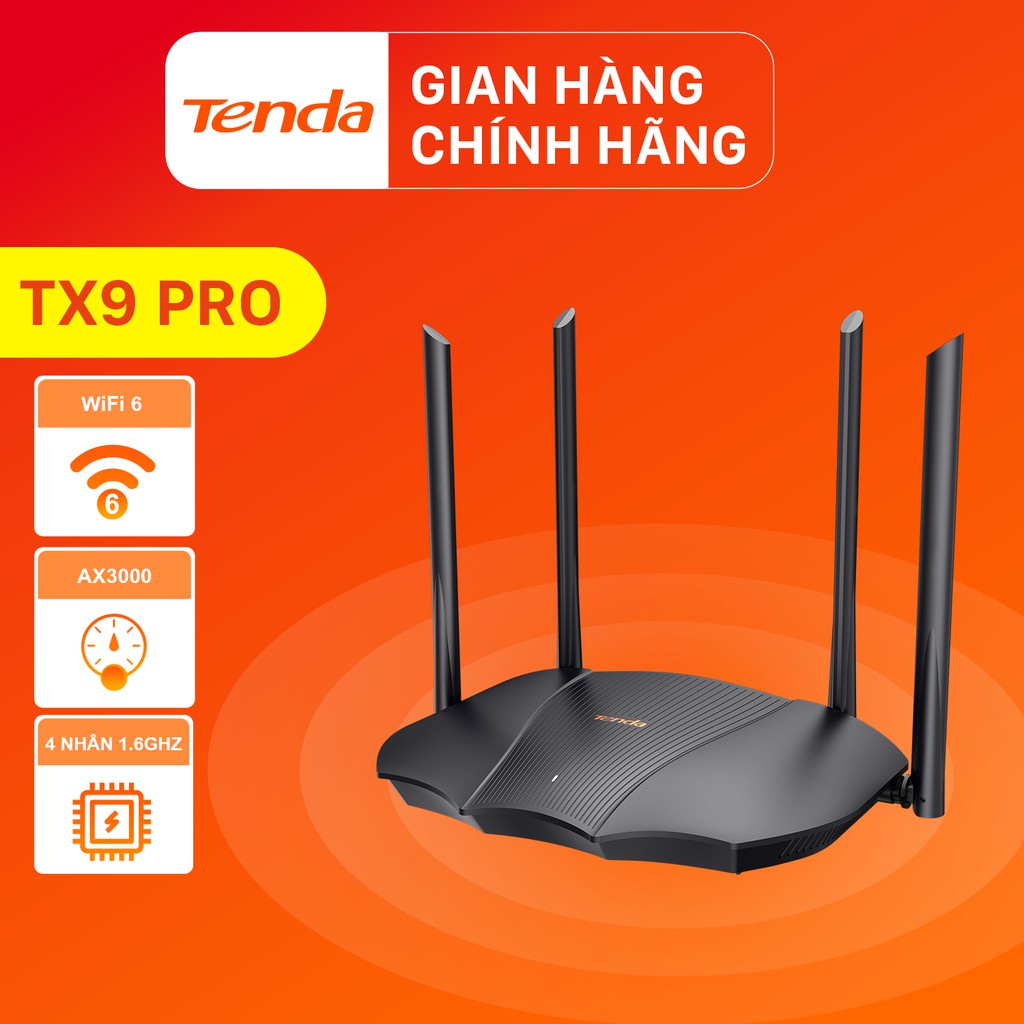 Tenda Thiết bị phát Wifi TX9 Pro Chuẩn Wifi 6 AX3000Mbps - Hãng phân phối chính thức