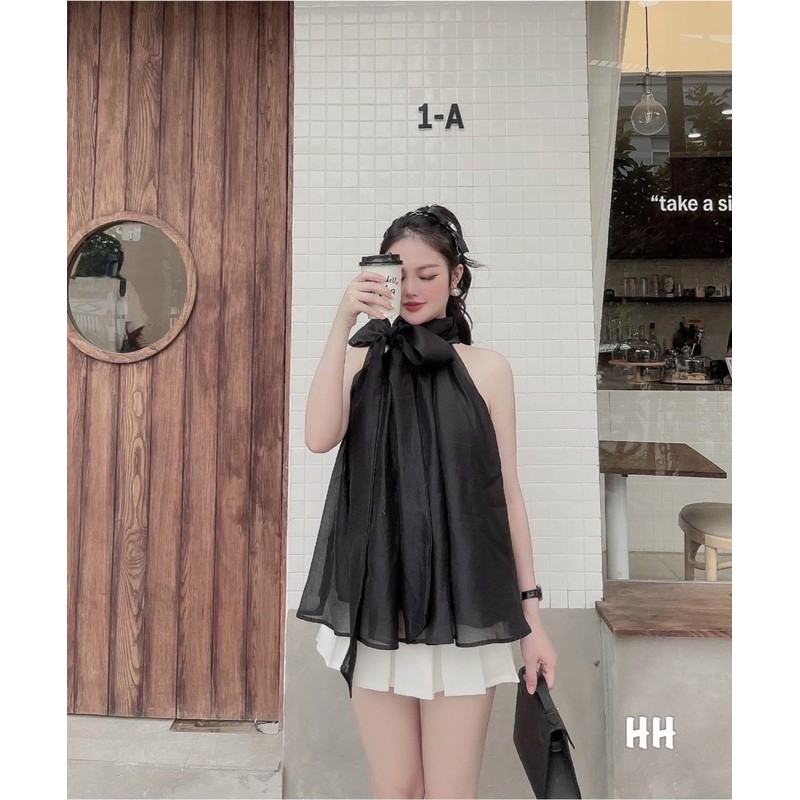 ÁO YẾM TƠ KÈM NƠ CHẤT ĐẸP MS17233