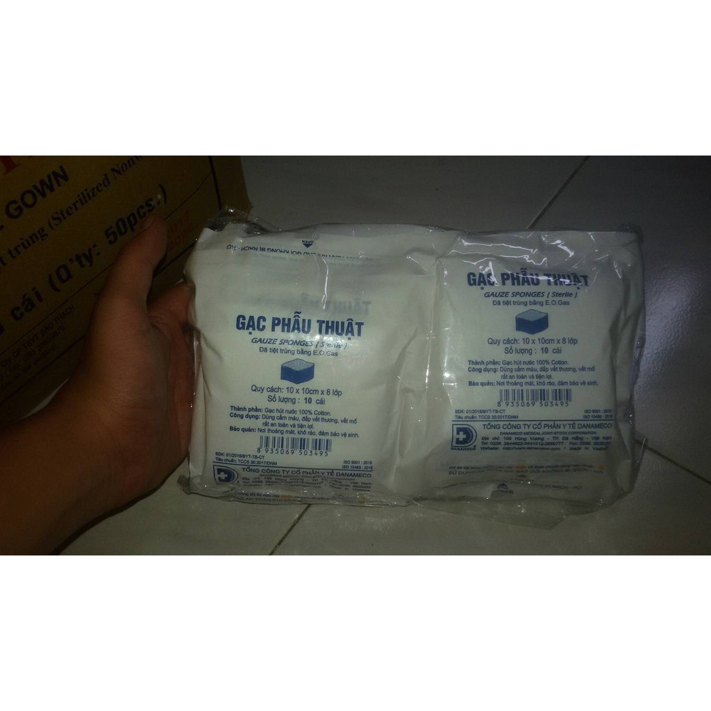 Gạc ❤️❤️🌡tiệt trùng 10cmx10cmx8 lớp