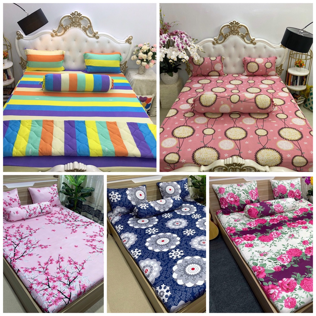 Bộ Ga Giường Thun Lạnh Hàn Quốc Cute  HN185- Xưởng Ga Gối Hồng Nhung
