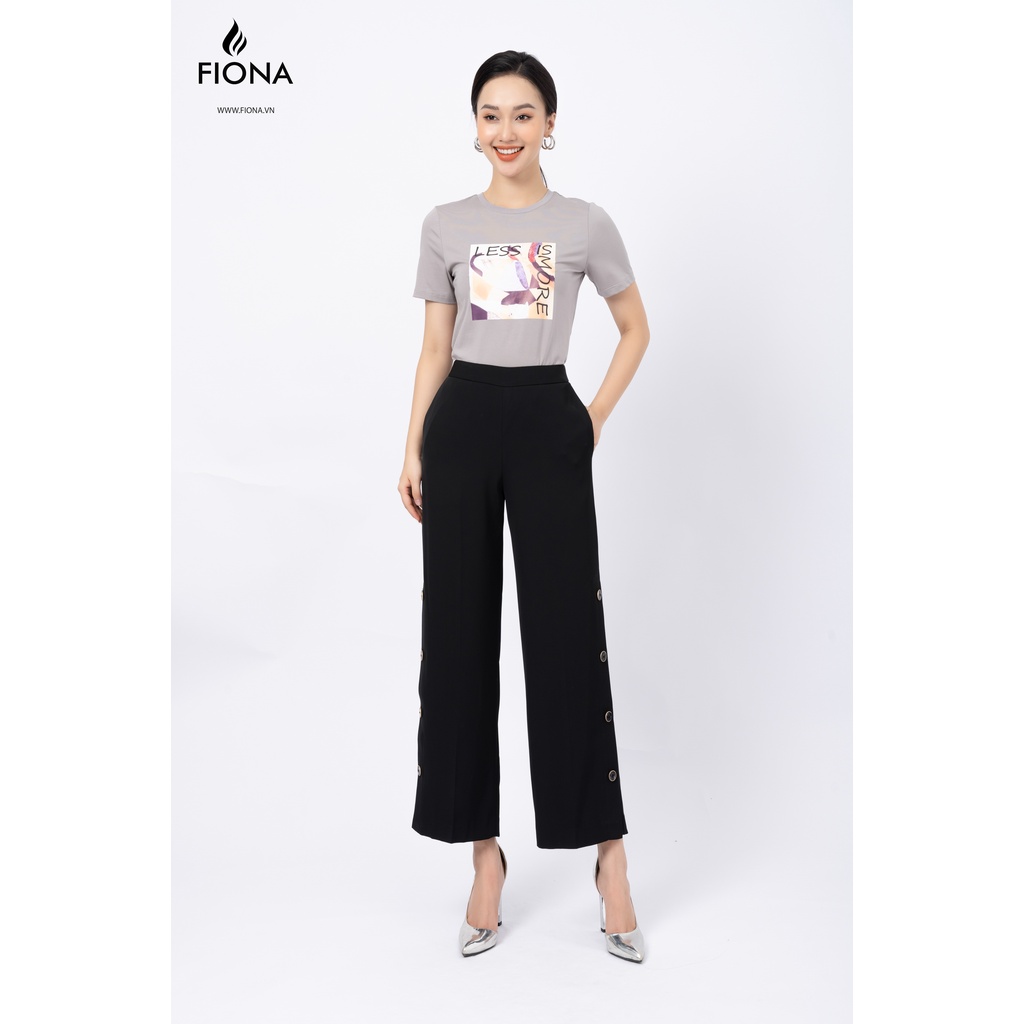 Quần dài FIONA nữ xẻ ống rộng đính cúc trang trí F351158
