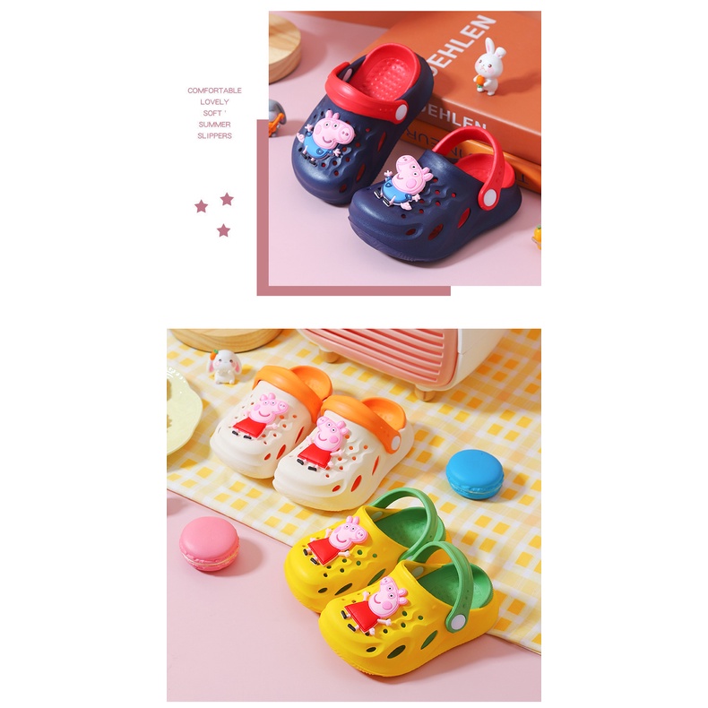 Dép sục bé trai bé gái Peppa pig, sục cross hình heo pepa siêu nhẹ chống trơn trượt Tulastore