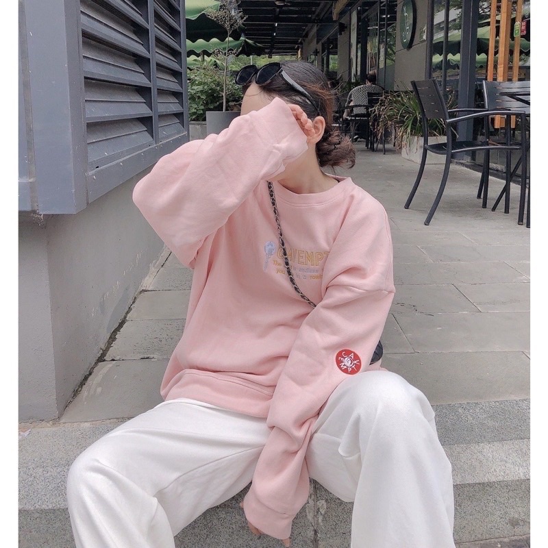 [SẴN] Set Bộ Áo Sweater Kèm Quần Bom Siêu Hot❤️ Áo Nỉ Ngoại Tay Phồng Thêu CAVEMPT From Rộng Ulzzang Unisex