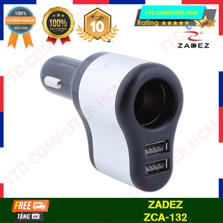 Zadez zca-132 | tẩu sạc ô tô cốc sạc xe hơi zadez zca-132 2 cổng usb và 1 ổ cắm 12v - hàng chính hãng ttc computer hcm